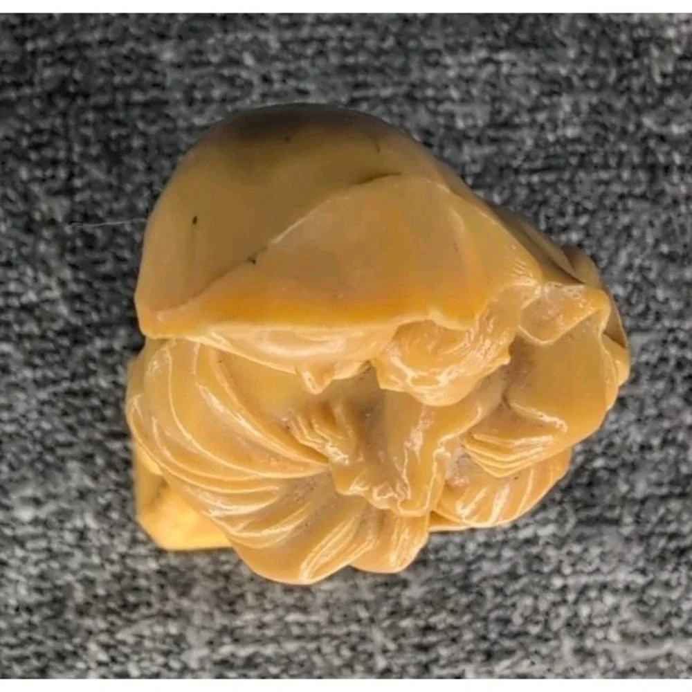 Vintage Madonna & Child Figurine Yellow Virgin Mary Statue Religious Decor 6.5